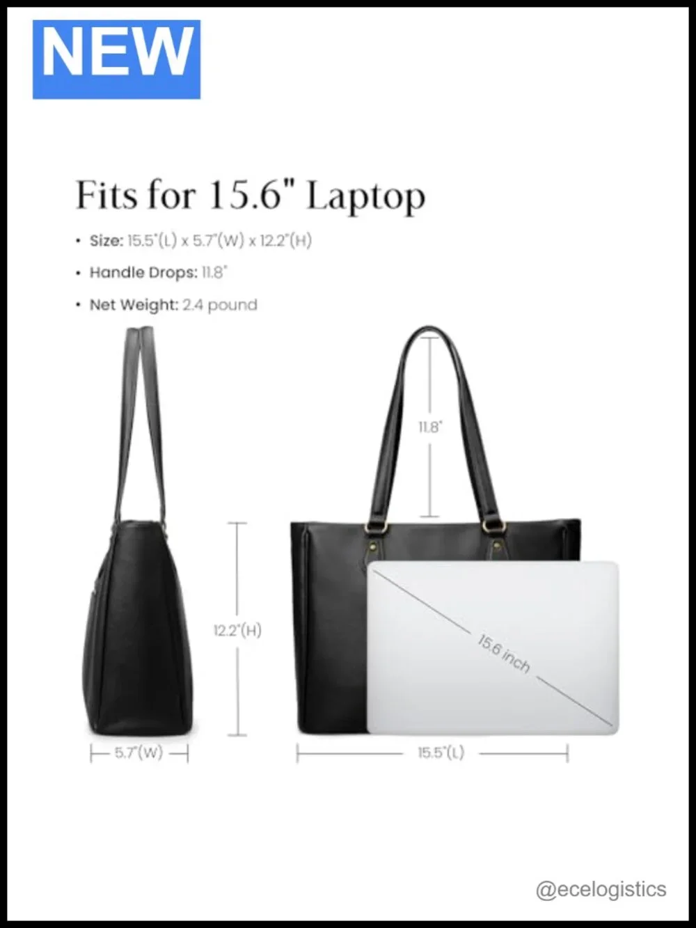 Genuine Leather Work Tote Bag Women 15.6